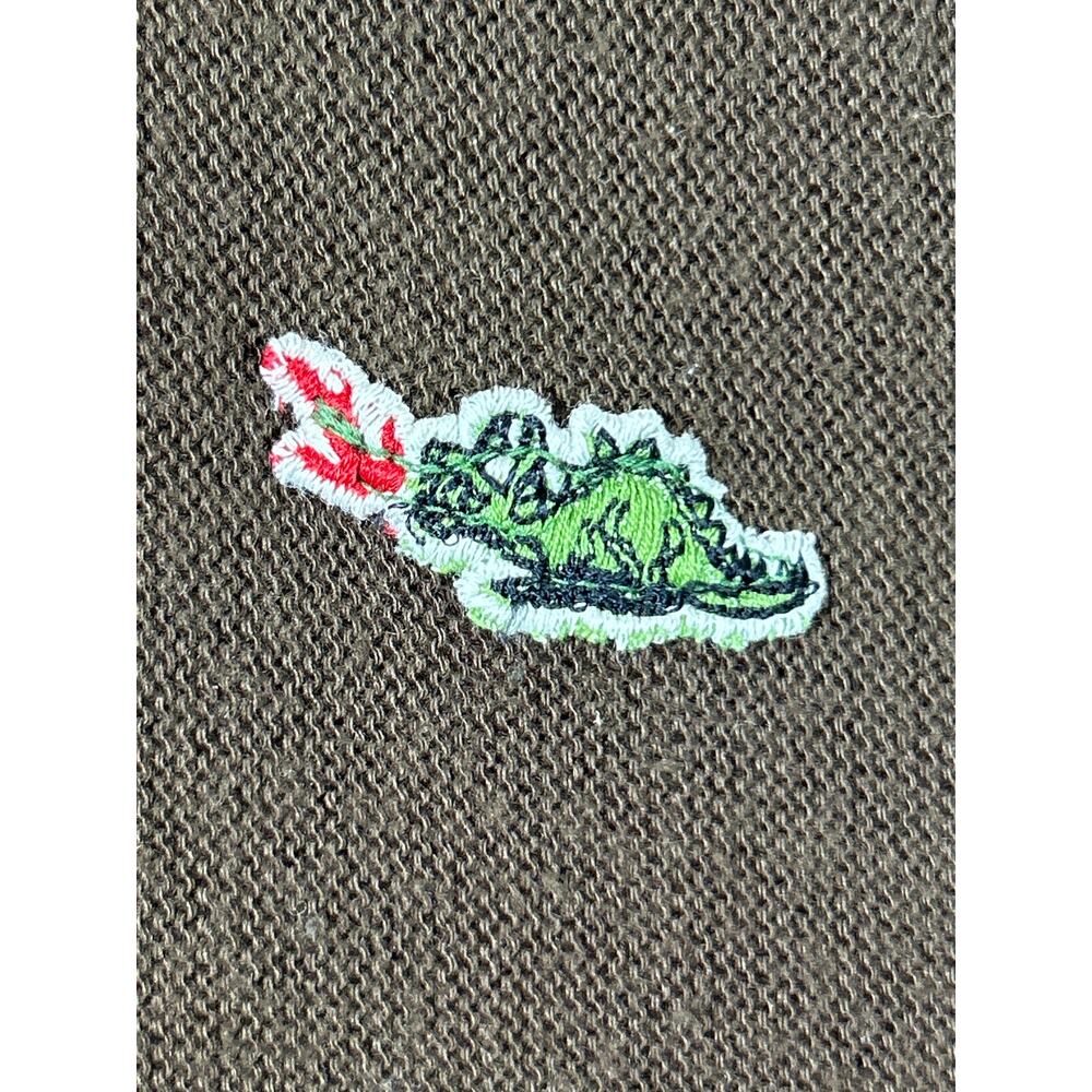 VTG Sears Cardigan Sweater 2X TALL Brown Dragon Applique V Neck Orlon Acrylic - Picture 6 of 10